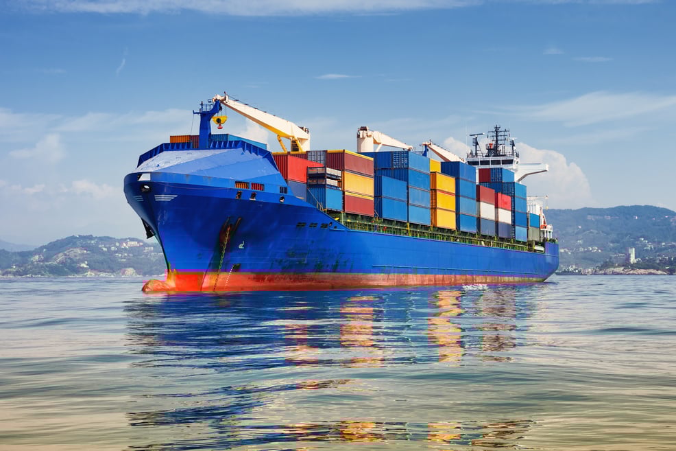 Cargo Ship Full of Containers in the Sea
